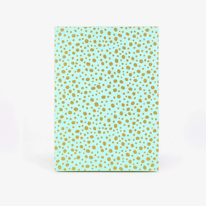 Aquarell-Leporello-Format-12x17cm-fuer-14Fotos-Chiyogami-Polkadots-gold-auf-tuerkis-Produktansicht-Cover-Vorn