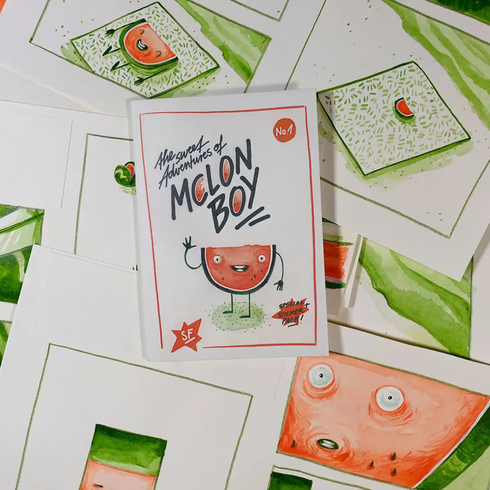 Comic-heft-mit-stickern-melon-boy_Cover-vorn-Beispiel