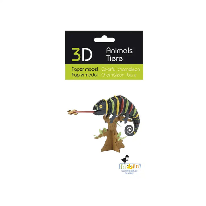 3D Papiermodell / Chamäleon bunt
