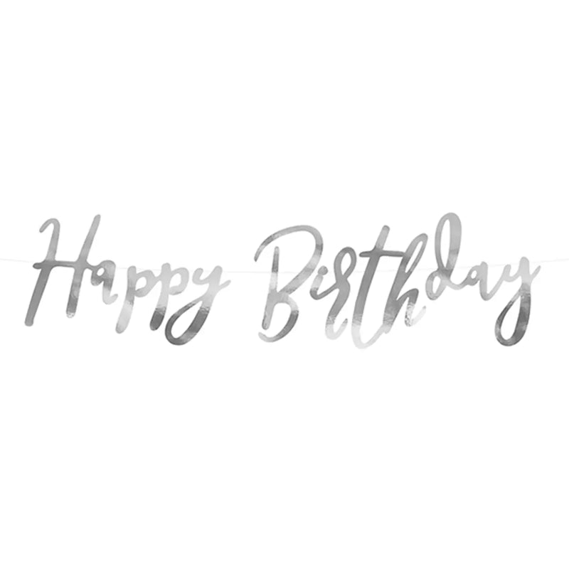 Bannergirlande / Happy Birthday / Silber