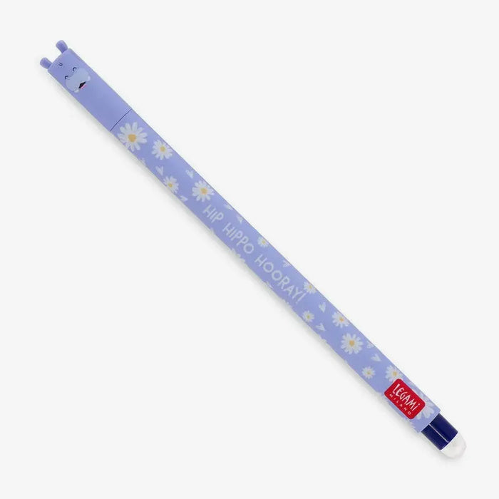 LEgami-Loeschbarer-Gelstift-Erasable-nilpferd-Tintenfarbe-blau-Produktansicht-ganzer-Stift