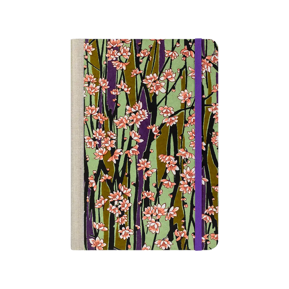 Notizbuch / 240 Seiten / A5  / liniert / peachy blüten am Ast auf grün