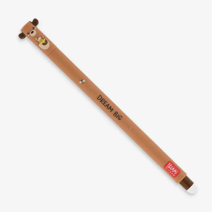 Loeschbarer-Gelstift-Erasable-Pen-Teddy-Bear-Legami-Tintenfarbe-Rot-Produktansicht-ganzer-Stift