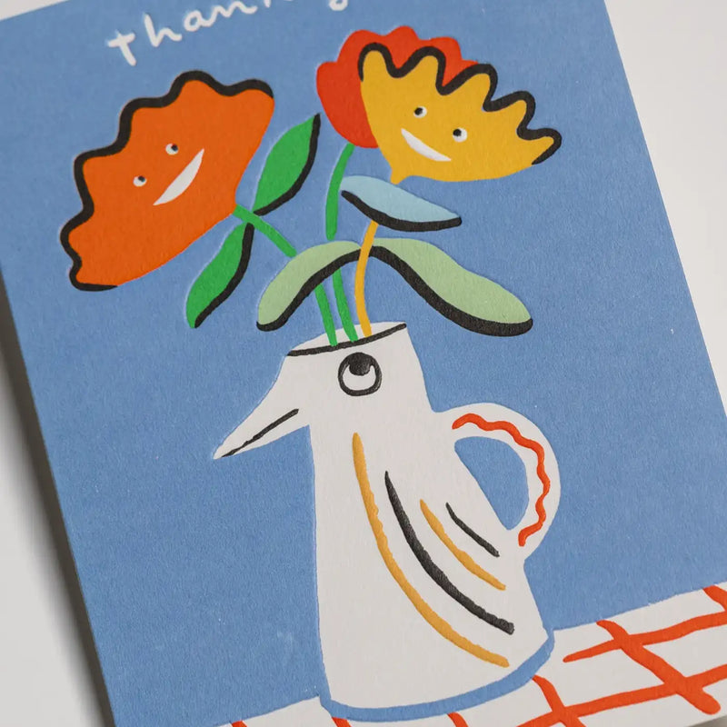Klappkarte / Marie Assénat / Thank You Happy Bouquet Retro Illustration Greeting Card