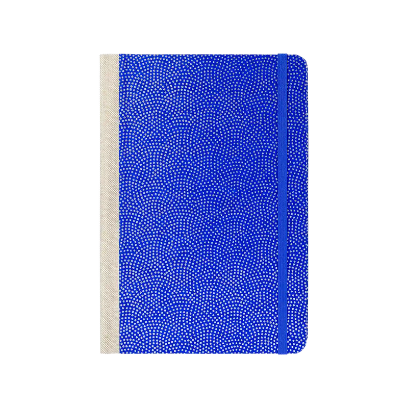 Notizbuch / Skizzenbuch / Bullet Journal / A5  / dotted / Same Komon Silber auf Blau