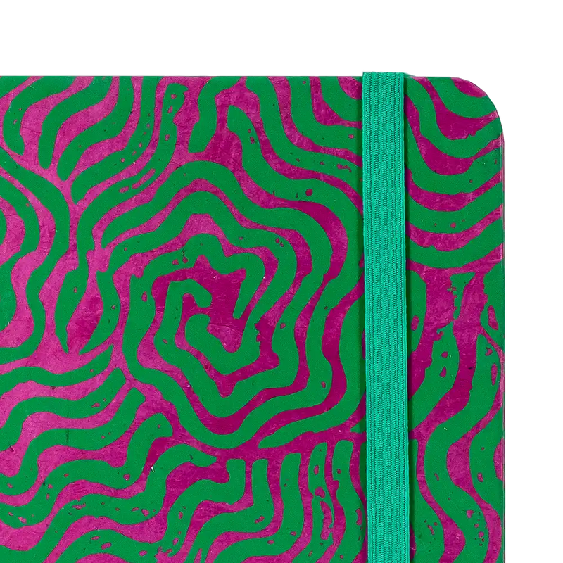 Notizbuch / Skizzenbuch / Bullet Journal / A5  / dotted / Swirls Pink on Emerald
