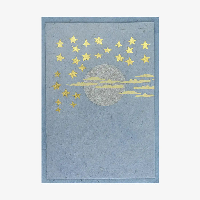 Tudi-Billo-Grusskarte-Klappkarte-mit-Umschlag-Format-A6-Sterne-Mond-und-Wolken-Produktansicht