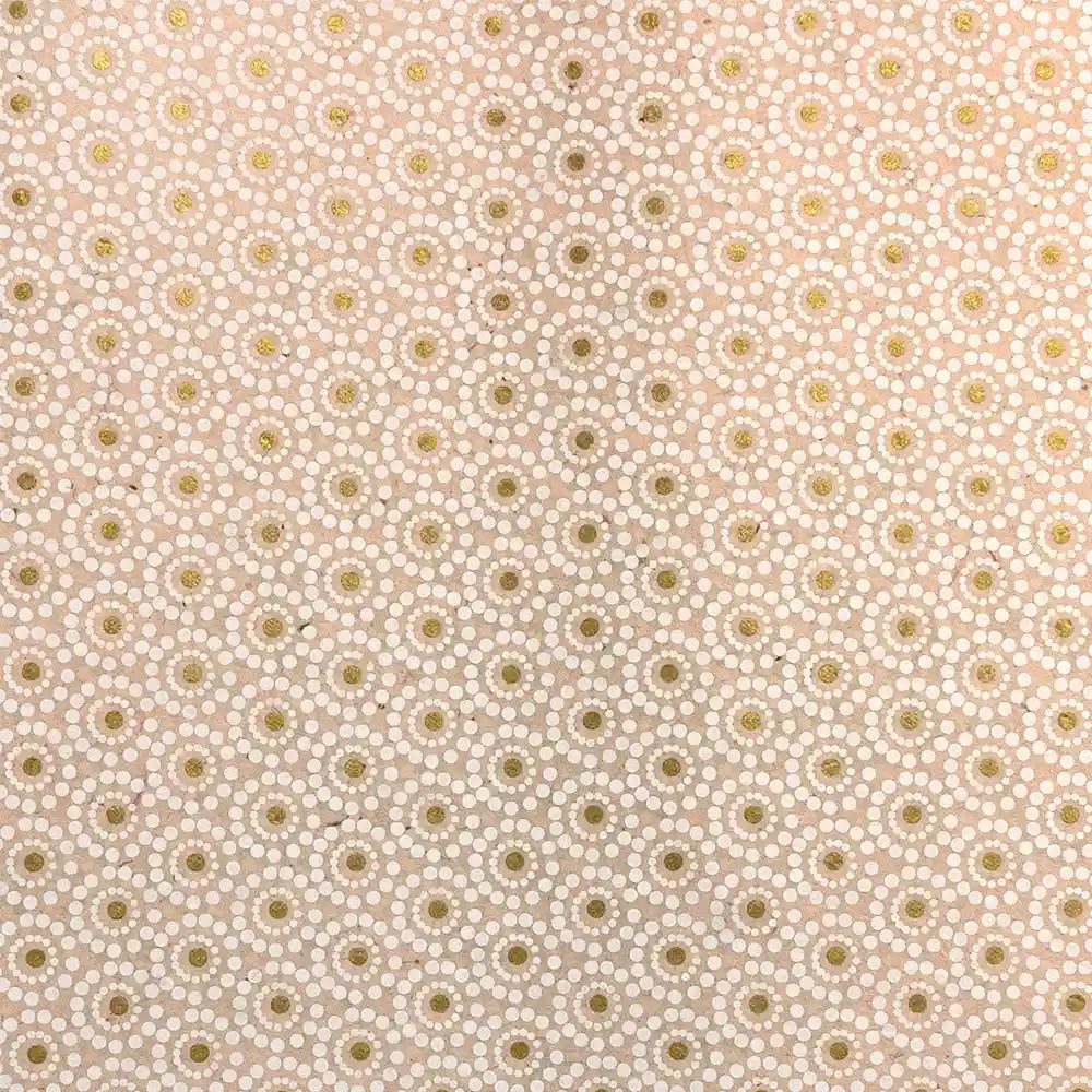 Lokta Papier / Kreise aus Punkten / helles Magenta mit weiß gold