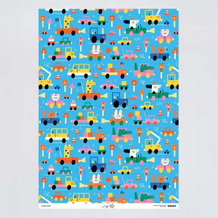 Wrap-Geschenkpapier-49x70cm-Auto-Beep -Beep-Produktnsicht-ganzer-Bogen