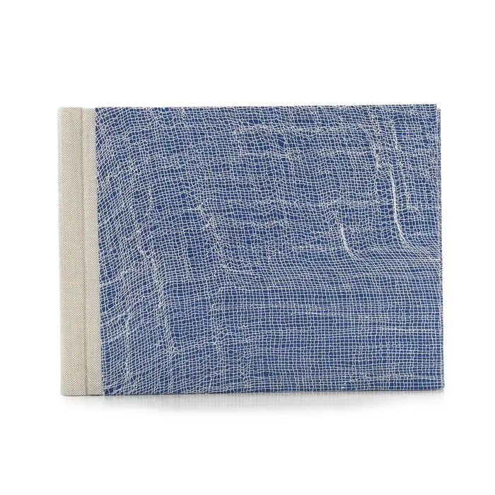 Fotoalbum / 60 Seiten creme / Lokta - weiße Gaze geklebt auf blauen Papier