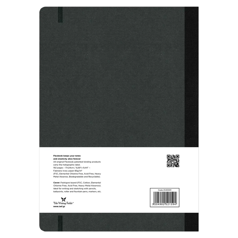 Global Notebook / blanko / leere Seiten / Flexbook mit Gummiband / black