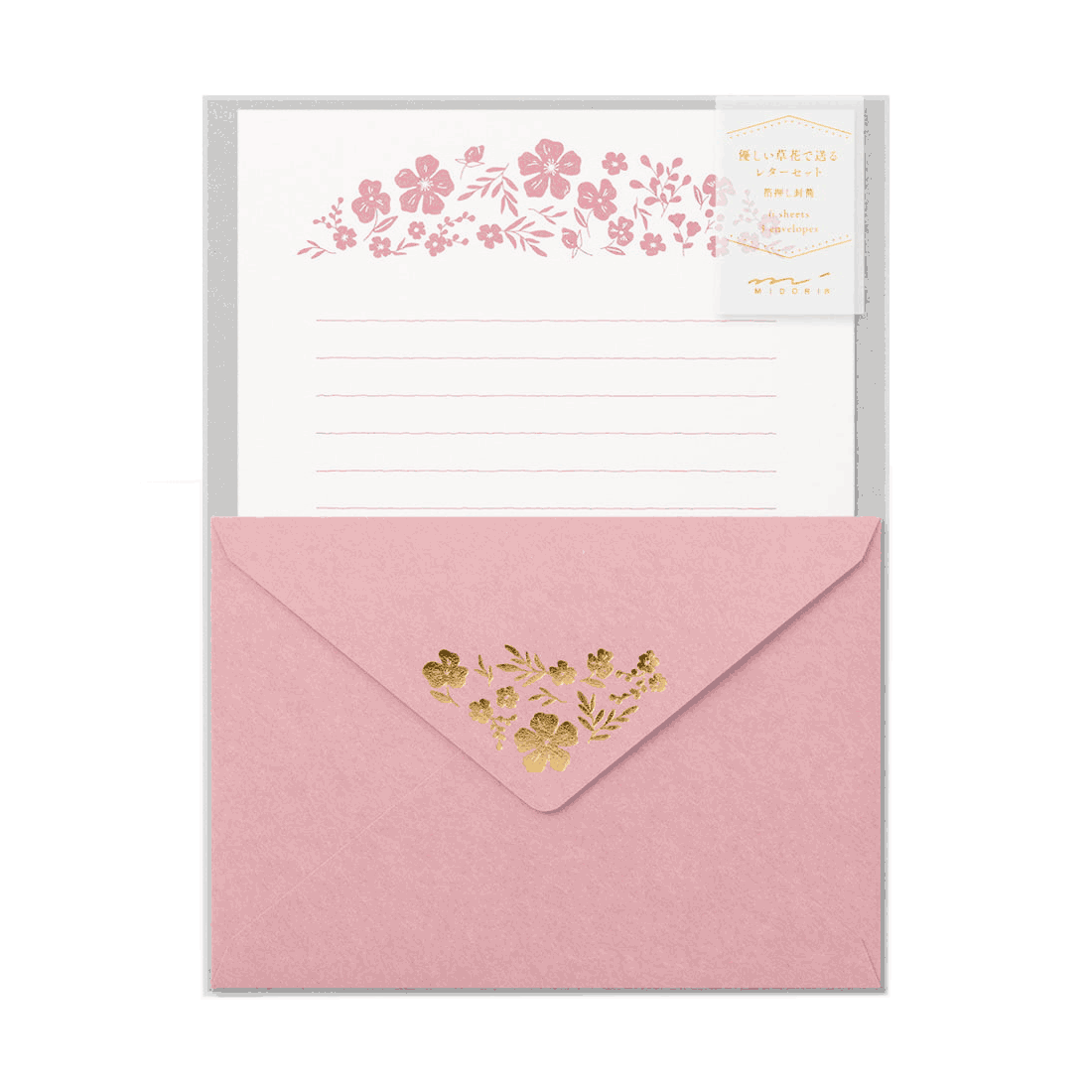 Briefset / Midori/ Letterpress / Letter Set Foil-Stamped Envelopes / Flowers