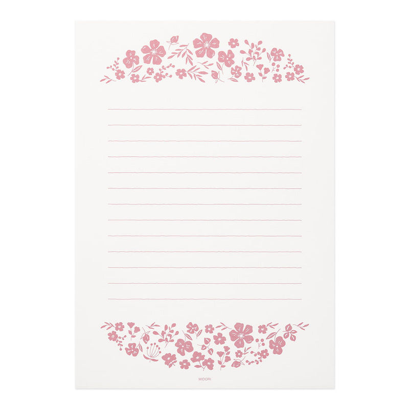 Briefset / Midori/ Letterpress / Letter Set Foil-Stamped Envelopes / Flowers