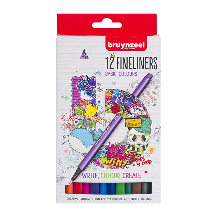 Bruynzeel, Basic Colours, 12 Stifte, Fineliner Set, Produktansicht 