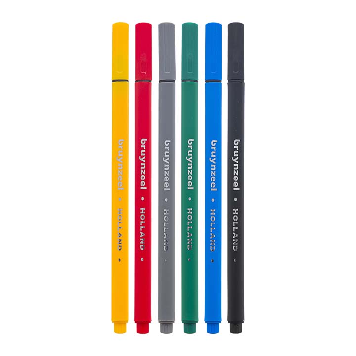 Bruynzeel, Basic Colours, 6 Stifte, Fineliner Set 6, Einzelstifte