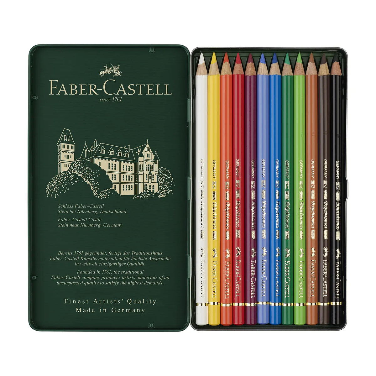 Polychromos Farbstift / 12 Set / Metalletui / Faber Castell