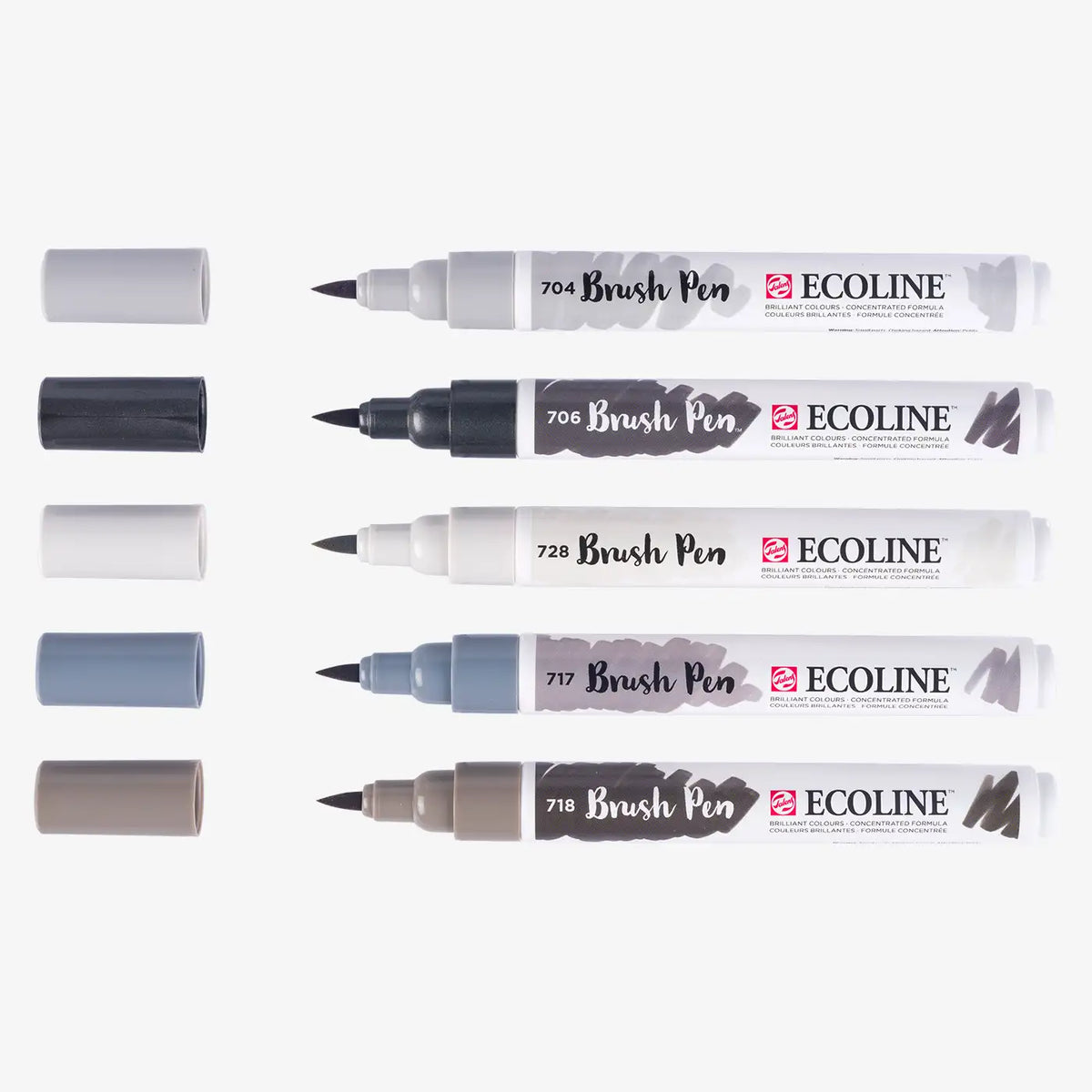Ecoline-Brushpen-Set-5-Shadower-5er-Set-Stifte-und-Stiftkappen-Produktansicht