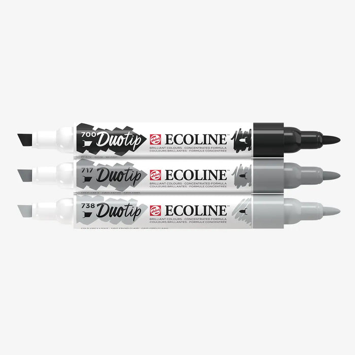 Ecoline-_Duotip_-Black-_-_Grey-3er-_Set-Stifte-ohne-Kappe