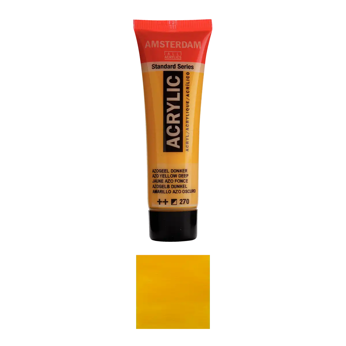 17042700_-Halbdeckend-Azo-_Gelb-_Tief-Amsterdam-_Standard-_Series_-Acrylic_-Colour-_Swatch-_270-Produktansicht-und-Farbkarte