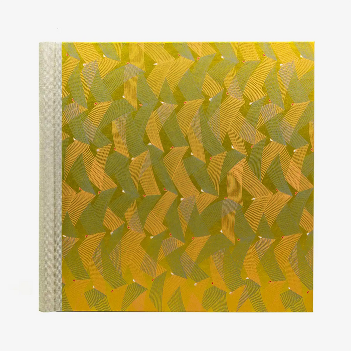 30x30cm-60Seiten-Creme-Fotoalbum-cover-Chiyogami-Motiv-Saitenspiel-Gold-von-vorn