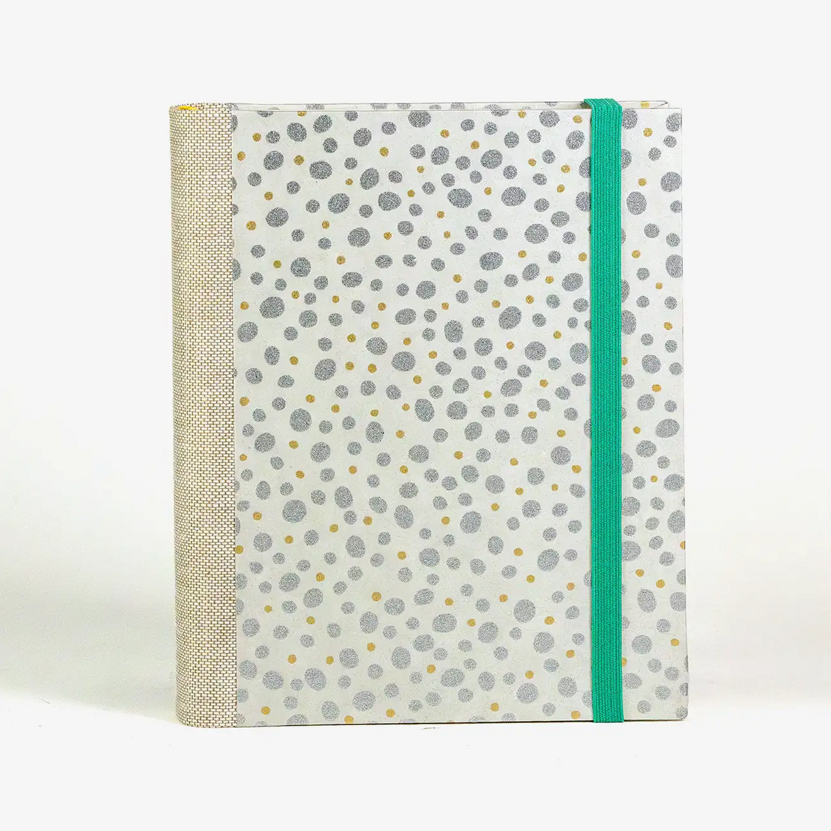 3Jahresplaner-Blaupause-Chiyogami-papier-dots-silber-gelb-auf-natur--Buchcover-von-Vorn