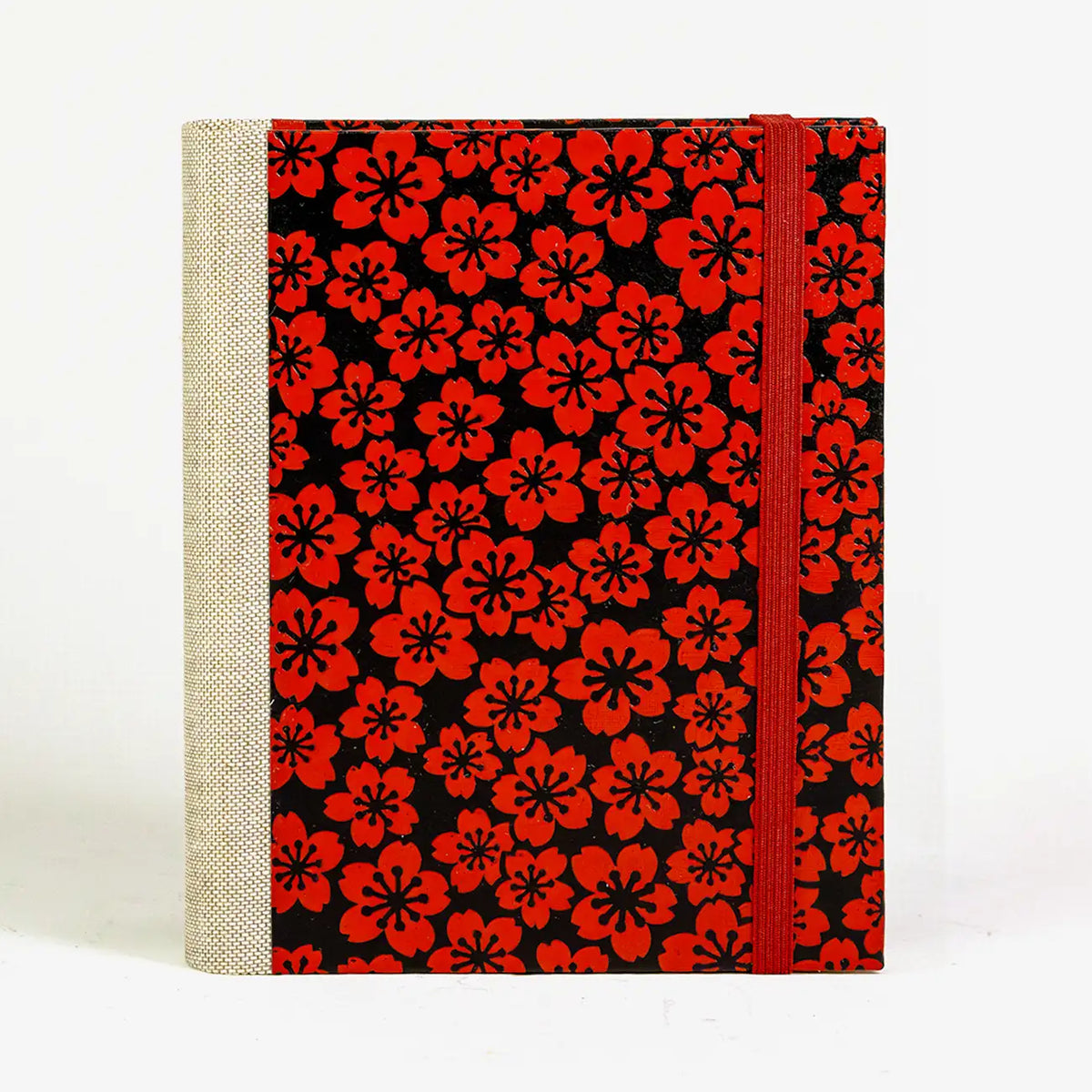 3Jahresplaner-Blaupause-Lack-papier-kleine-rote-Blueten-auf-schwarz--Buchcover-von-Vorn