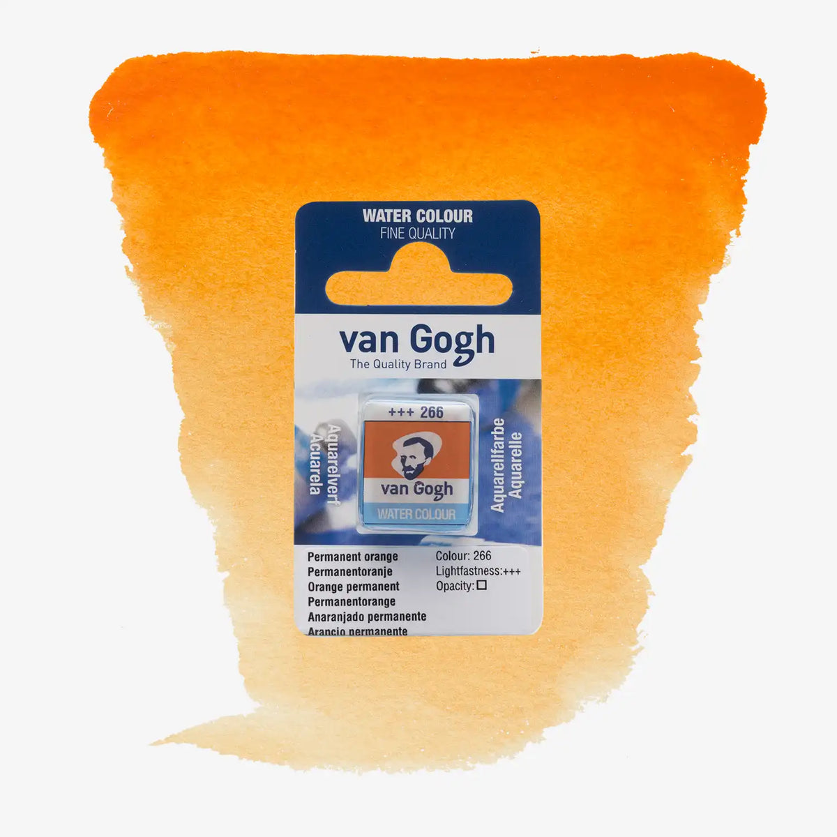 VanGogh_feste-Aquarellfarbe-im-halben-Naepfchen-auf-Farbkarte-Farbfamilie-Orange-FArbe-Permanent-_Orange-266