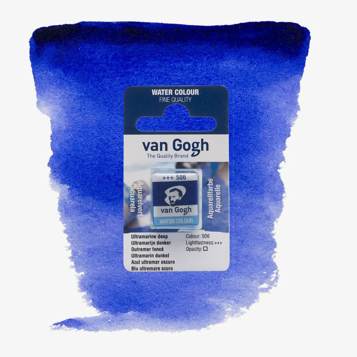 VanGogh_feste-Aquarellfarbe-im-halben-Naepfchen-auf-Farbkarte-Farbfamilie-Blau-FArbe-Ultramarin-_Tief-506