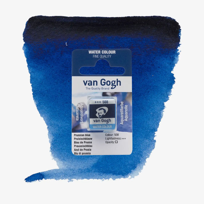 VanGogh_feste-Aquarellfarbe-im-halben-Naepfchen-auf-Farbkarte-Farbfamilie-Blau-FArbe-Preussischblau-508
