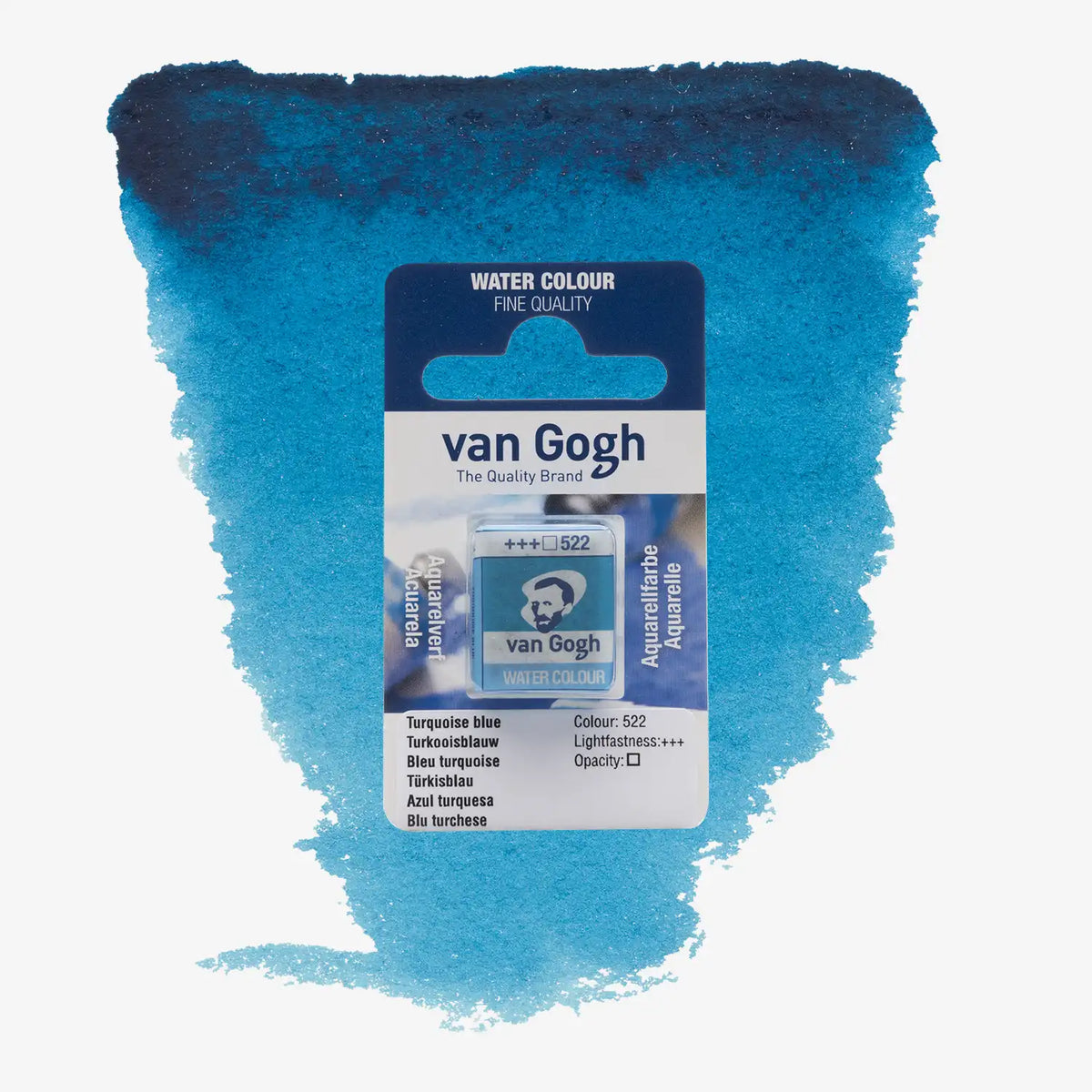 VanGogh_feste-Aquarellfarbe-im-halben-Naepfchen-auf-Farbkarte-Farbfamilie-Blau-FArbe_Tuerkisblau-522