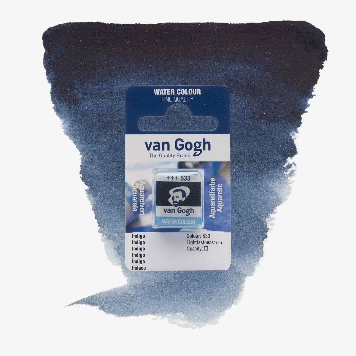 VanGogh_feste-Aquarellfarbe-im-halben-Naepfchen-auf-Farbkarte-Farbfamilie-Blau-FArbe_Indigo-533