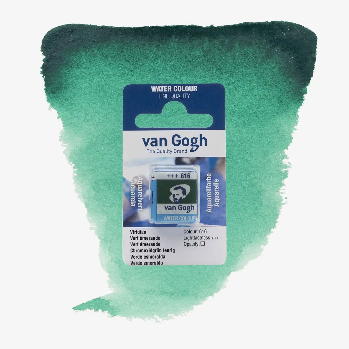VanGogh_feste-Aquarellfarbe-im-halben-Naepfchen-auf-Farbkarte-Farbfamilie-Gruen-FArbe_Viridian-616