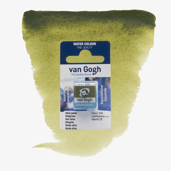 VanGogh_feste-Aquarellfarbe-im-halben-Naepfchen-auf-Farbkarte-Farbfamilie-Gruen-FArbe_Olivgruen-620