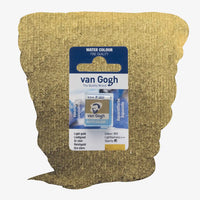 VanGogh_feste-Aquarellfarbe-im-halben-Naepfchen-auf-Farbkarte-Farbfamilie-Gold-FArbe_Hellgold-802