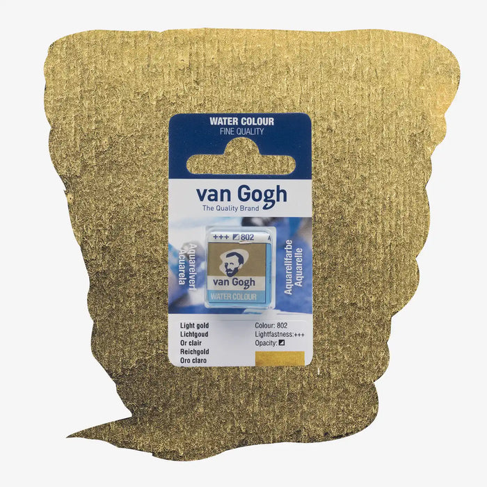 VanGogh_feste-Aquarellfarbe-im-halben-Naepfchen-auf-Farbkarte-Farbfamilie-Gold-FArbe_Hellgold-802
