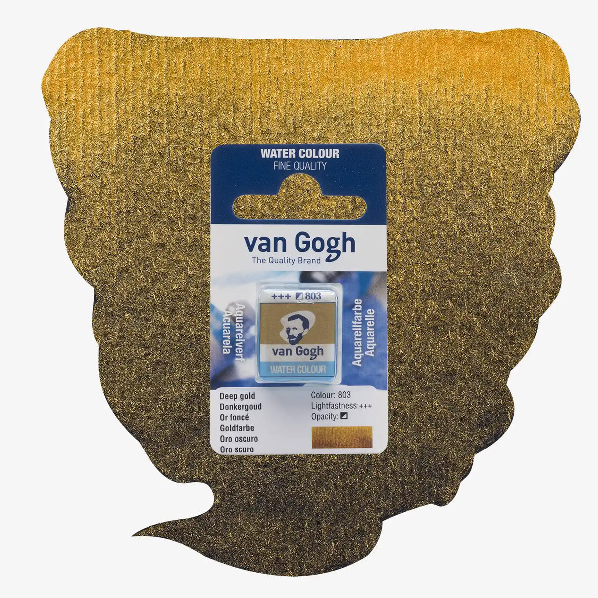 VanGogh_feste-Aquarellfarbe-im-halben-Naepfchen-auf-Farbkarte-Farbfamilie-Gold-FArbe_Tiefes-_Gold-803