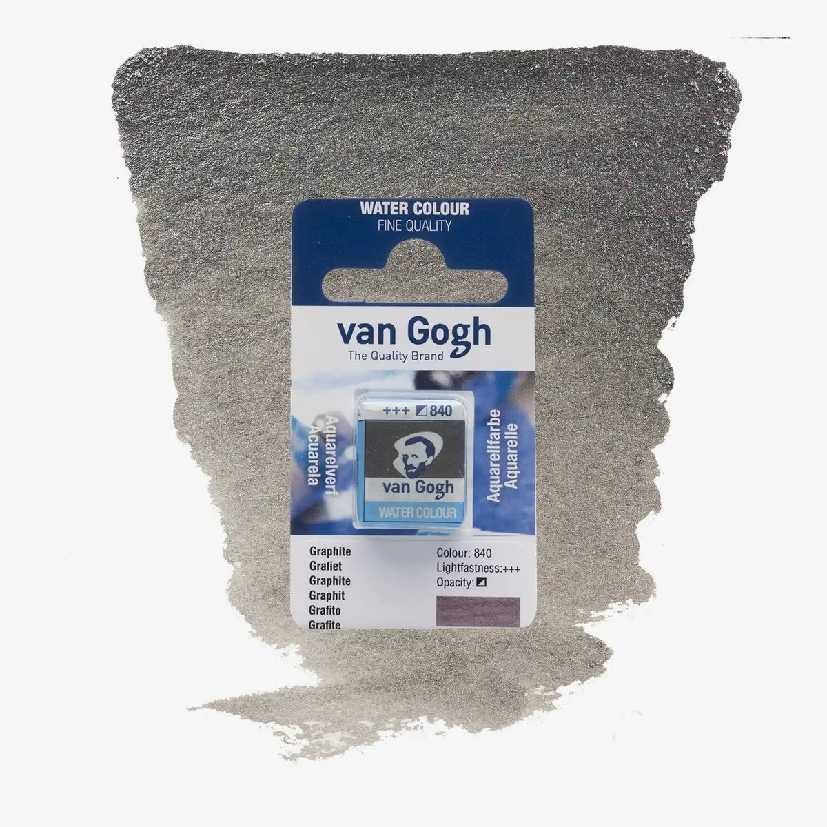 VanGogh_feste-Aquarellfarbe-im-halben-Naepfchen-auf-Farbkarte-Farbfamilie-Grau-FArbe-Graphit-840