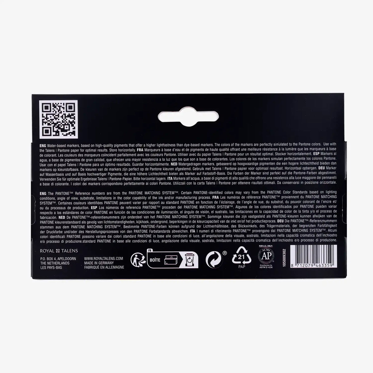 Pantone-Marker-3er-Set-gelb-Stifte-in-Verpackung-cover-von-hinten