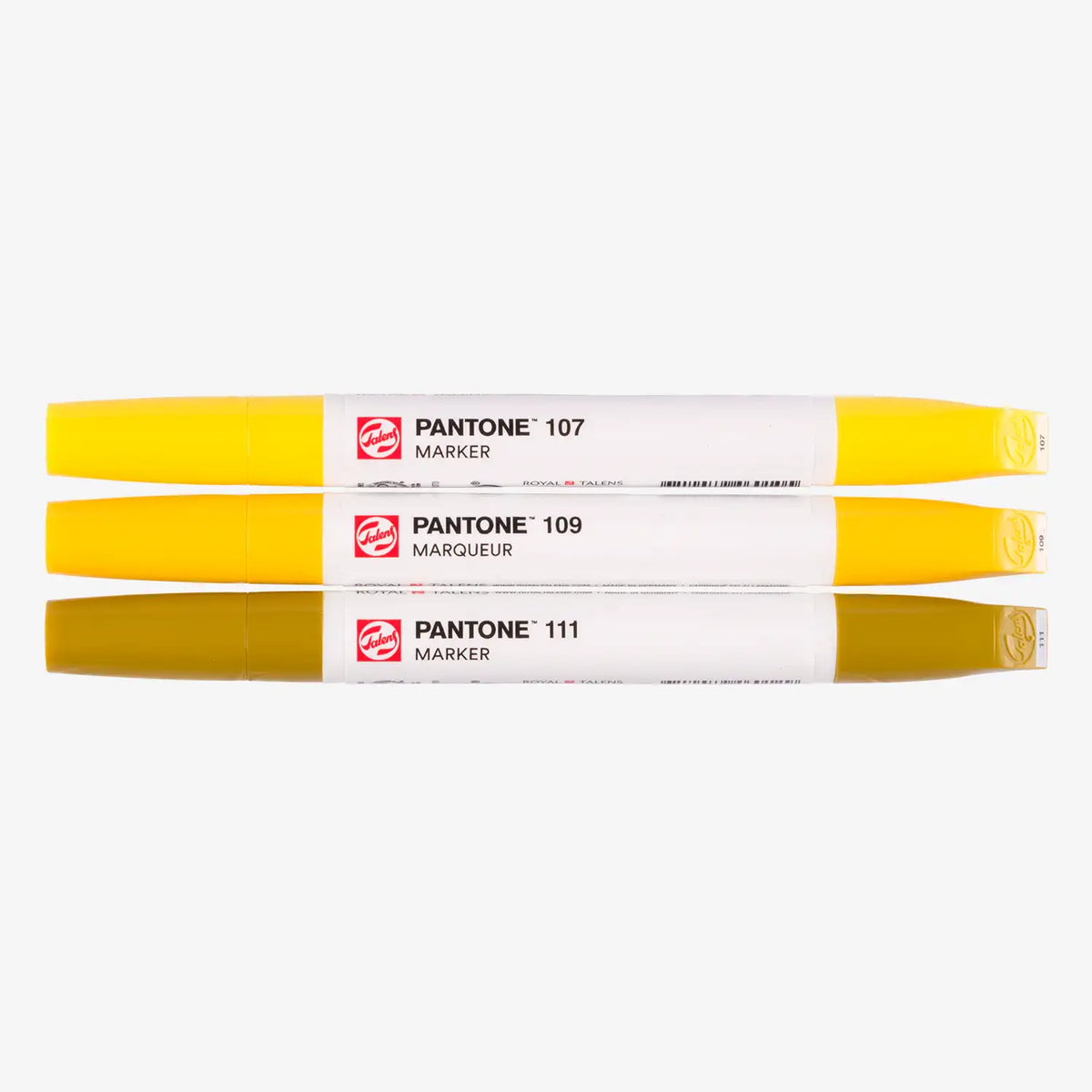 Pantone-Marker-3er-Set-gelb-Stifte-mit-Kappe-geschlossen