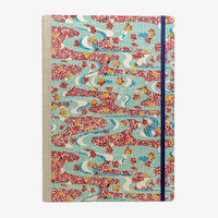 A4-Skizzenbuch-blanko-192-seiten-cover-Katazome-Shi-Papier-motiv-Flusslandschaft-rot-blau-von-vorn