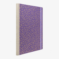 A4-Skizzenbuch-blanko-192-seiten-cover-chiyogamipapier-motiv-Polka-Dots-Gold-purple-seitlich-von-hinten