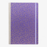A4-Skizzenbuch-blanko-192-seiten-cover-chiyogamipapier-motiv-Polka-Dots-Gold-purple-von-vorn