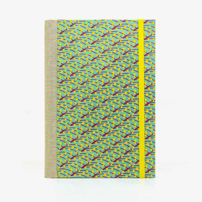A5-blanko-dick-cover-Lokta-Motiv-Bogen-Beeren-tigergelb-vorn
