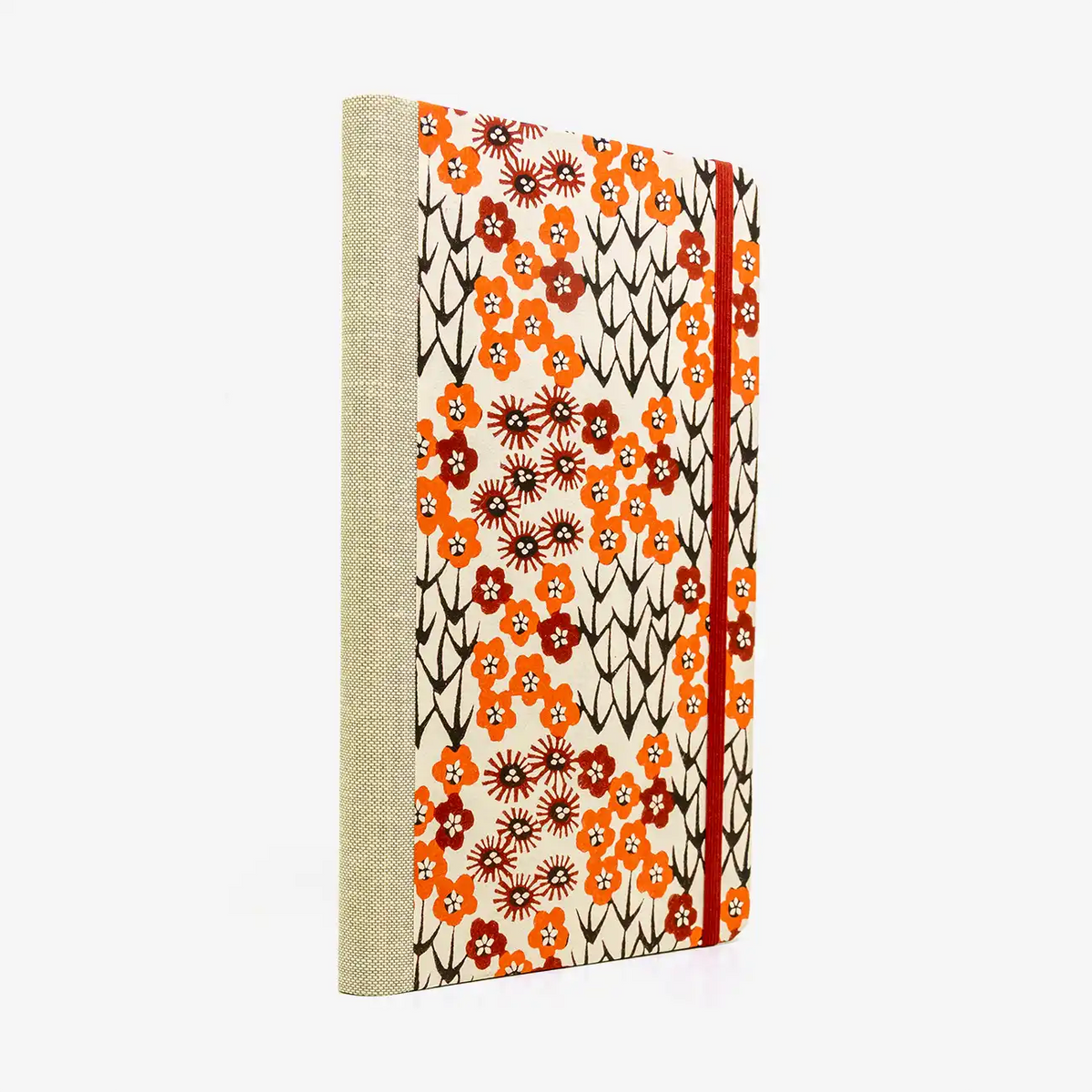 A5-dotted-small-Katazome-Shi-cover-Motiv-Kornblume-rot-seitlich-hinten