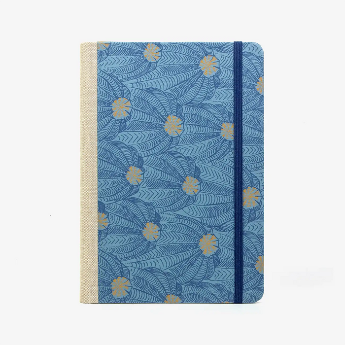 A5-liniertes-Notizbuch-244-Seiten-mit-Baumwoll-Papier-bezogen-motiv-Frucht-Blau-von-vorn