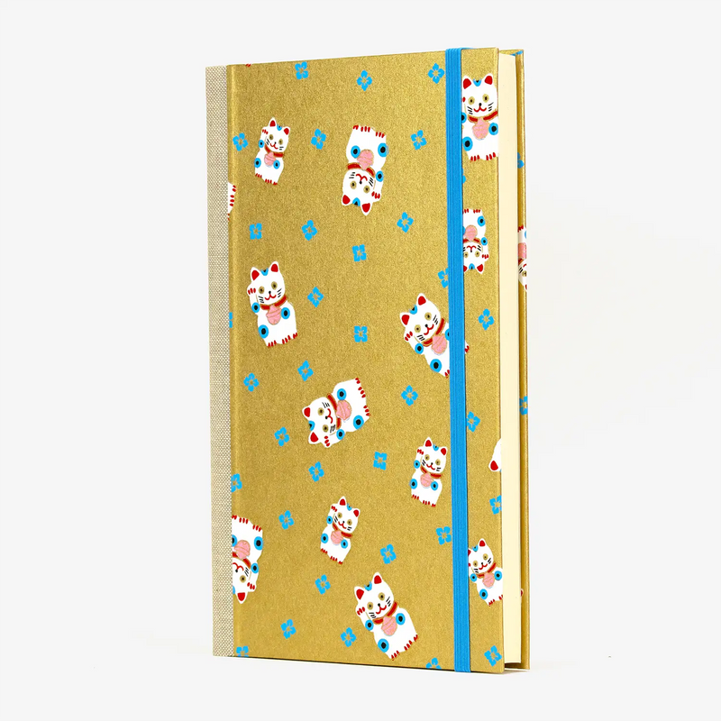 Skizzenbuch / Sketchbook / A5small / Blanko /Chiyogami/Animals-Winkekatze-gold