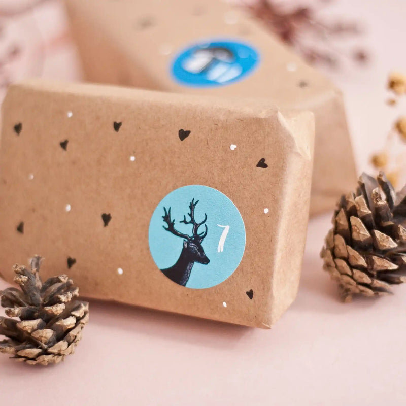 Katja Rub / Aufkleber Adventskalender / Zahl auf einem Geschenk
