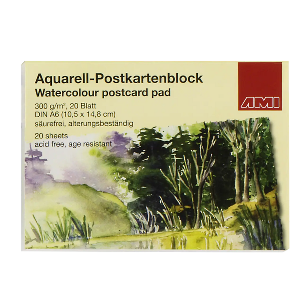 AMI / Aquarell-Postkartenblock 300 g/m²