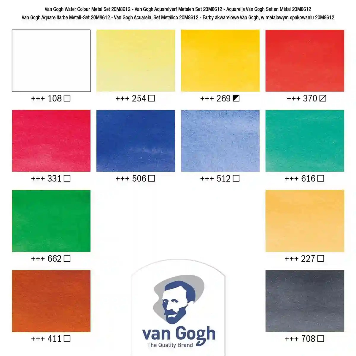 van Gogh / Aquarellfarben / Aquarellset im Metallkasten / 12 Farben