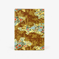 Aquarell-Leporello-Format-12x17cm-fuer-14Fotos-Chiyogami-Pfau-blau-in-gold-brauner-Landschaft-Produktansicht-Cover-Vorn